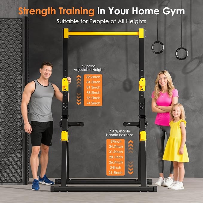 SogesPower Power Tower Pull Up Bar Station, Foldable Pull Up Dip Station Free Standing for Home Gym,Adjustable Pull Up Bar Stand Dip Bar Strength Training Workout Equipment,Triangular Design