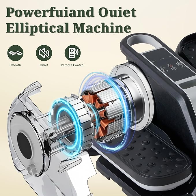 Under Desk Elliptical Machine, Portable Seated Pedal Exerciser with Remote Control, 3 Modes & 12 Adjustable Speeds, Quiet Fully Assembled Electric Leg Exerciser for Seniors Home Office
