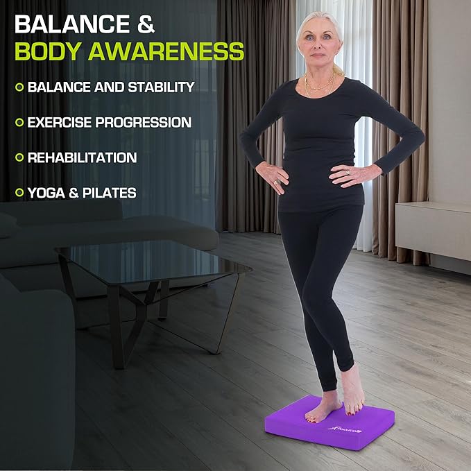 ProsourceFit Exercise Balance Pad, Non-Slip Cushioned Foam Mat & Knee Pad for Fitness and Stability Training, Yoga, Physical Therapy