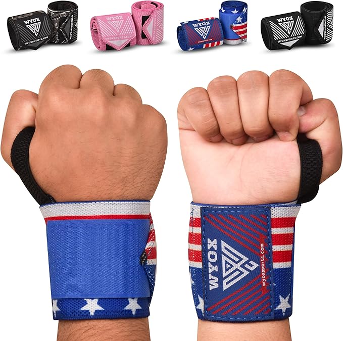 WYOX Wrist Wraps For Weight Lifting With Thumb Loop & power lifting Wrist Straps For Bench Press and Pushups Training Support and Protection Wrist Support for bodybuilding