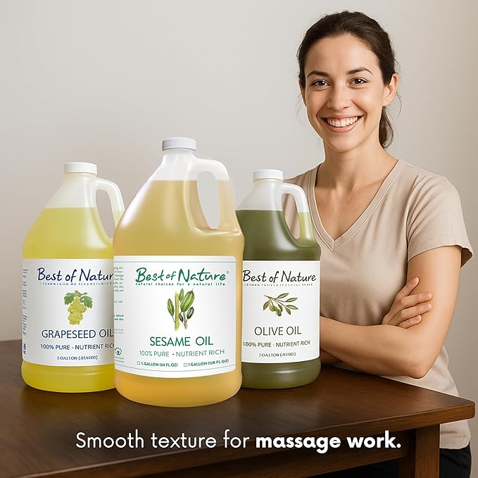 Best of Nature Sesame Body Oil - 5 Gallon Pail (640 oz) - Deep Moisturizing, Detoxifying, Unscented - Unisex - Adults