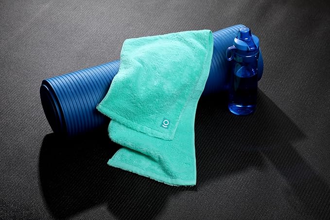 FACESOFT Eco Friendly Gym Towel for Working Out - Soft and Absorbent Cotton Exercise - No Synthetic Microfibers or Plastics - Sweat Towel for Gym, Fitness, Sports, Yoga - Aqua - 1 Pc