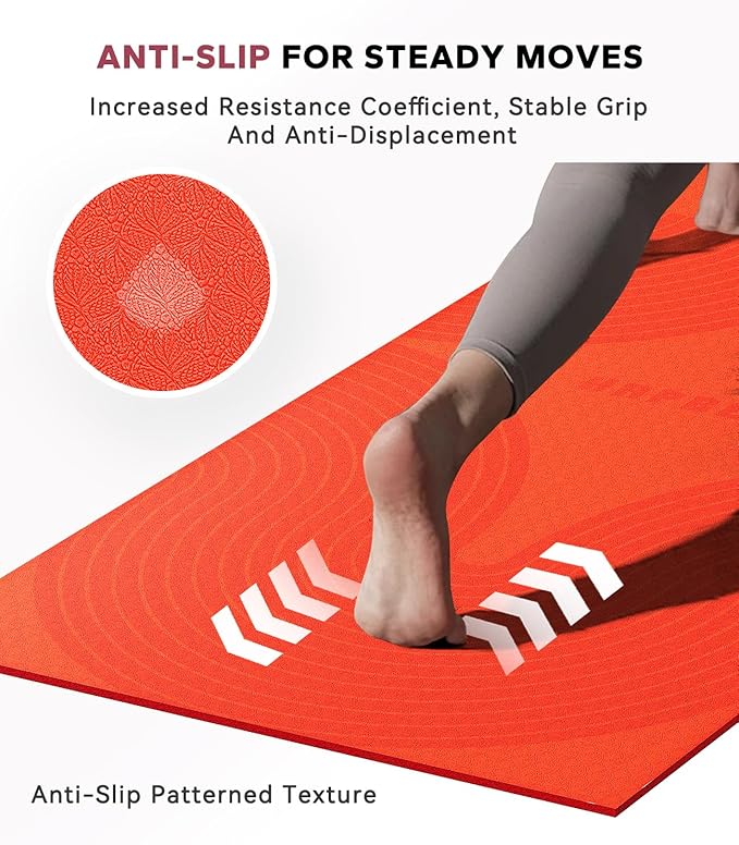 HAPBEAR Extra Large Yoga Mat (84''×30'') - 1/3'' Thick Double-Sided PVC Non-Slip Exercise Mat with High Rebound Cushioning, Dual-Side Usable for Home Gym, Yoga, Pilates & Workouts -Orange