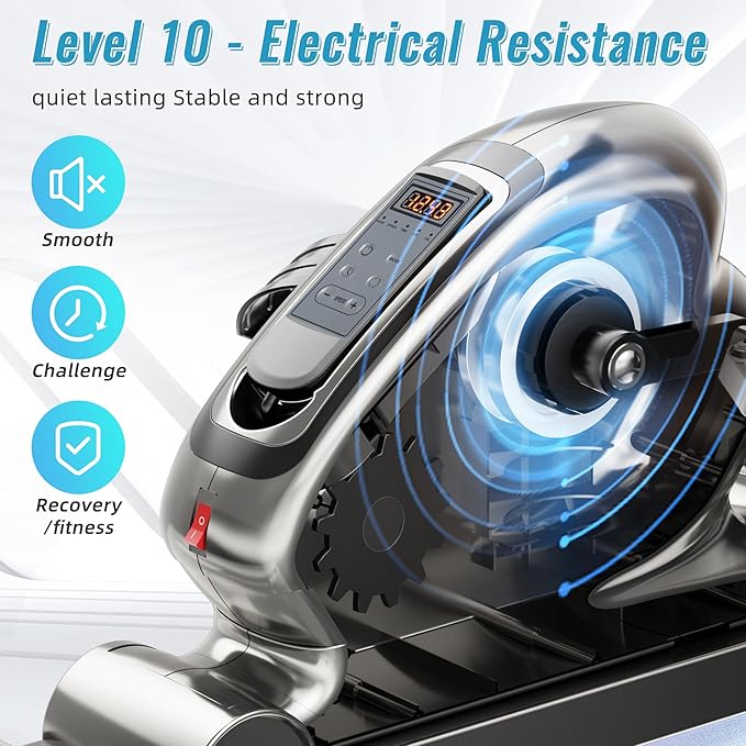Mini Exercise Bike Electric Pedal Exerciser with Upgraded Non-slip Base Remote Control Indoor Under Desk Bike for Hand, Arm, Knee, Leg Home Recovery Workout Equipment Elderly Motorized Exerciser