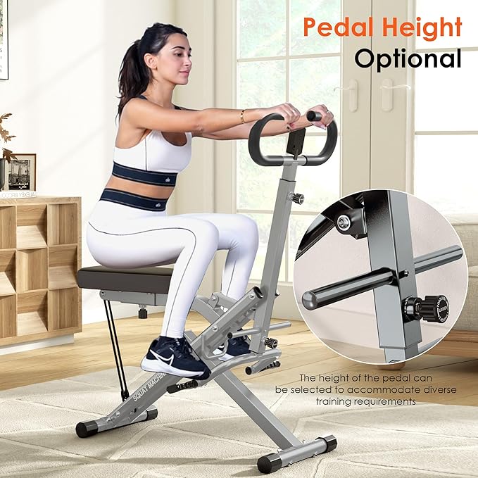 Squat Machine for Home Gym, Squat Rowing Machine with Adjustable Resistance and Optional Full Motion, Squat Assist Trainer for Glutes