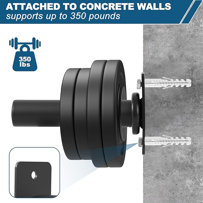 Wall Mounted Weight Plate Holder for 2" Olympic Plates - Heavy Duty Weight Plate Rack, 300 lbs Capacity, Home Gym Storage Organizer with Mounting Hardware (4 Pack)