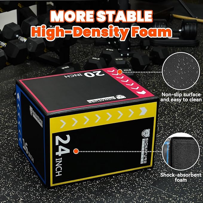 BalanceFrom 3-in-1 Foam Plyometric Jump Box for Home Gym with Multiple Height Options – Versatile Plyo with Non-Slip Surface for Strength, HIIT, Step-Ups, and Agility Training