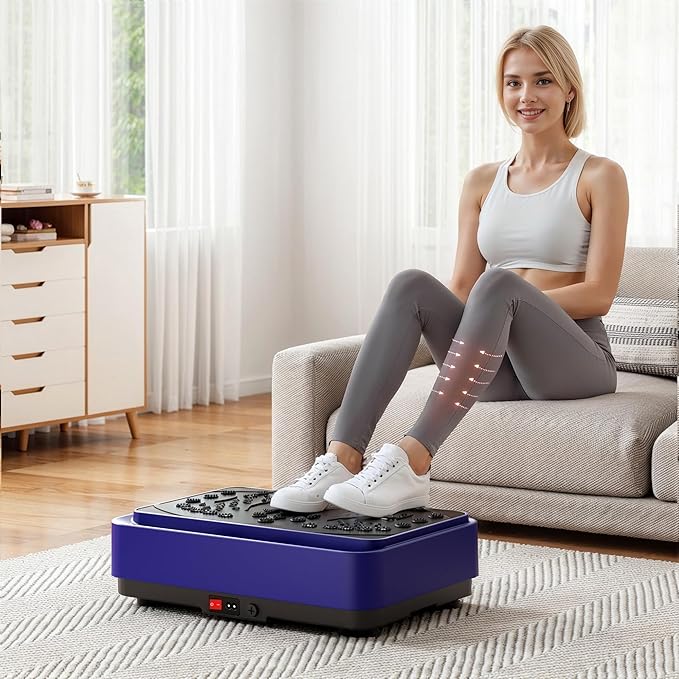 Vibration Plate Machine with Resistance Bands, 99 Speed Levels, 450LBS Capacity, Remote Control , Full Body Workout for Weight Loss & Lymphatic Drainage