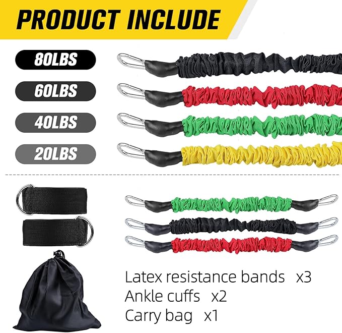 Vertical Jump Trainer Leg Strength Ankle Resistance Bands with Cuffs Workout Equipment for Fitness Basketball Volleyball Tennis Jumping Strength Training Equipment