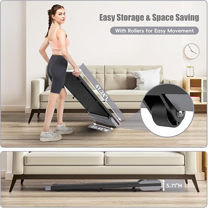 ANCHEER Walking Pads, 2 in 1 Under Desk Treadmill 2.5HP Compact Running Machine with Remote Control, 300lbs Weight Capacity for Home/Gym/Office,Ultra-Quiet, Installation-Free