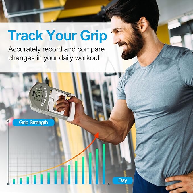 Handeful Grip Strength Tester Trainer - Dynamometer Handgrip Measurer Meter, Handheld Strengthener Exerciser for Sports, School, and Home Use