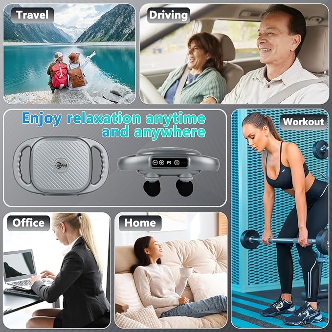 6 Head Massage Gun Deep Tissue with 9 Levels & 9 Modes, Electric Massager Tool for Legs, Arms, Waist, Back, Buttocks - Full Body Muscle Pain Relief, Ideal Gifts for Women, Men, Mom, and Dad
