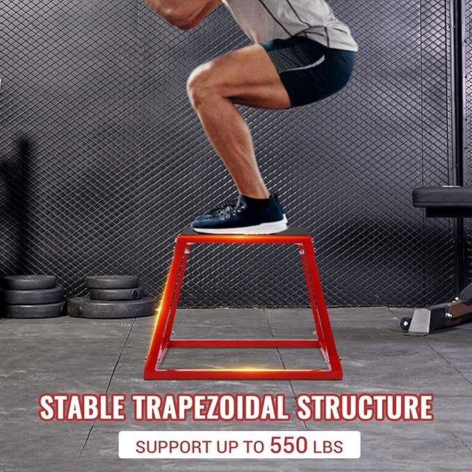 Plyometric Jump Box, Jumping Trainers Heavy-Duty Steel Plyo Boxes with Rubber Pad for Home Gym, Jump Platforms Step Up Box, Conditioning Strength Training 12"/18"/24"/30"