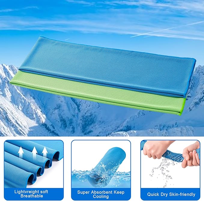 4 Pack Cooling Towel (40"x12"), Soft Breathable Chilly Towel, Ice Towel, Microfiber Towel for Yoga, Sport, Running, Workout,Gym, Camping, Fitness, Workout & More Activities(Multicolor)