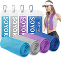 4 Packs Cooling Towels, 40" x 12" Microfiber Cooling Towels for Neck and Face, Soft Breathable for Working Out with Waterproof Bag & Carabiner, Suit for Climb,Travel, Running,Yoga