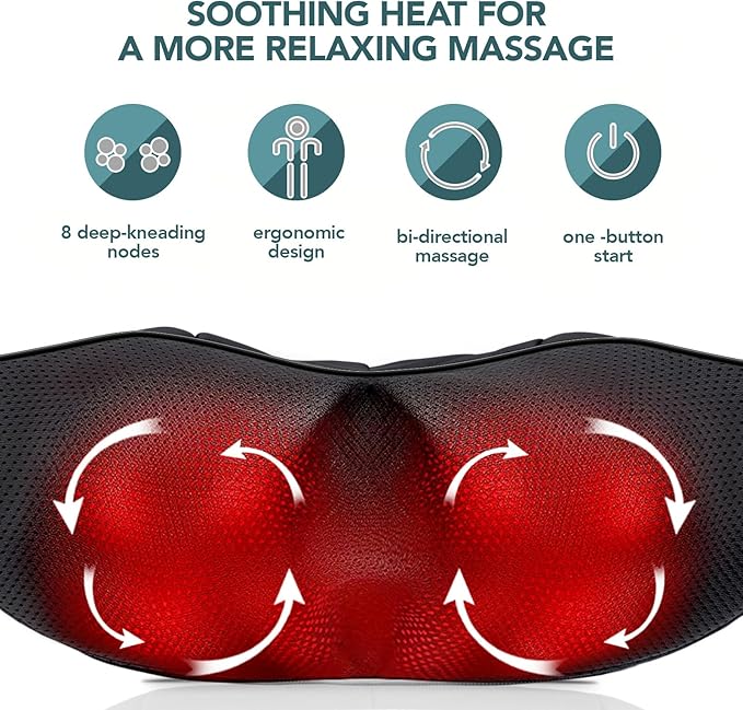 MagicMakers Electric Shiatsu Neck Massager with Heat - Pain Relief for Back, Shoulders & Feet - Gifts for Men, Women, Mom, Dad - From Daughter or Son - Ideal for Christmas, Mother's Day & Father's Day