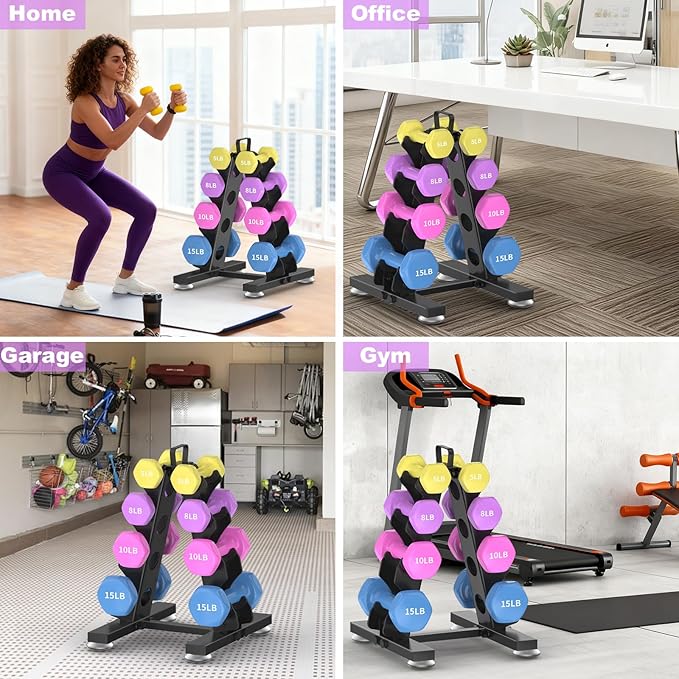 TomCare 6-Tier|5-Tier|4-Tier Dumbbell Rack Stand Only, Weight Rack for Home Gym Storage Stand for Weights Metal A-Frame Strength Training Dumbbell Holder with Handle (Dumbells not Included)