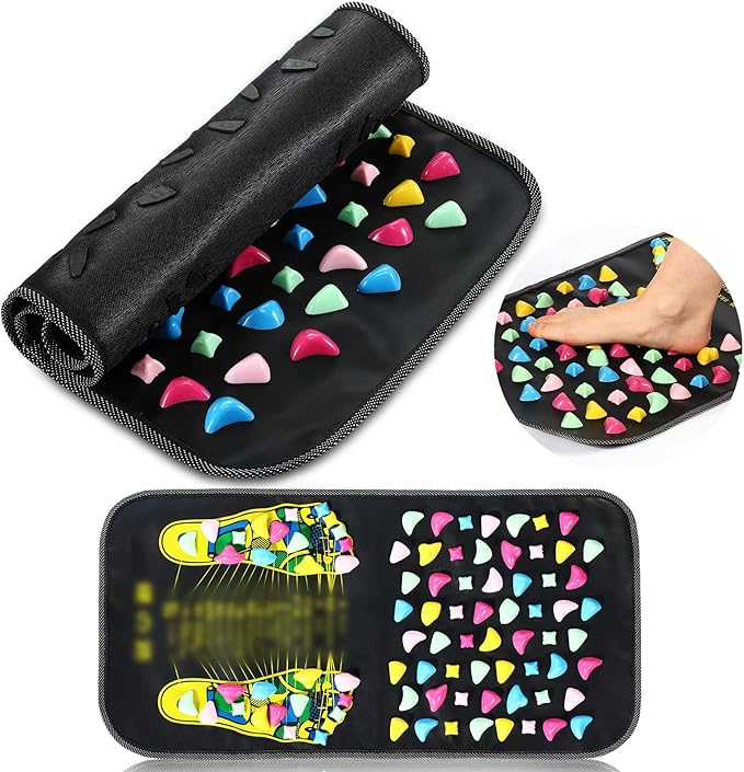 TrelaCo Foot Massage Mat Reflexology Walk Stone Road Foot Massage Acupoint Mat for Acupressure Relaxes for Long Sitting Elderly Students and Office Workers (27.56 x 13.78 Inches)