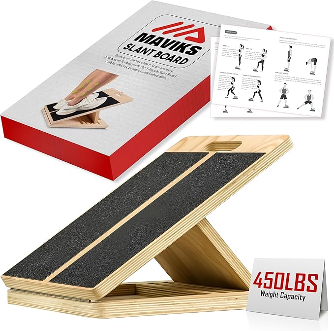 Professional Adjustable Calf Stretcher Slant Board for Squats for Ankle and Achilles Stretching, Posture Wooden Slant Board for Calf Stretching, Squat Wedge for Physical therapy & Exercise