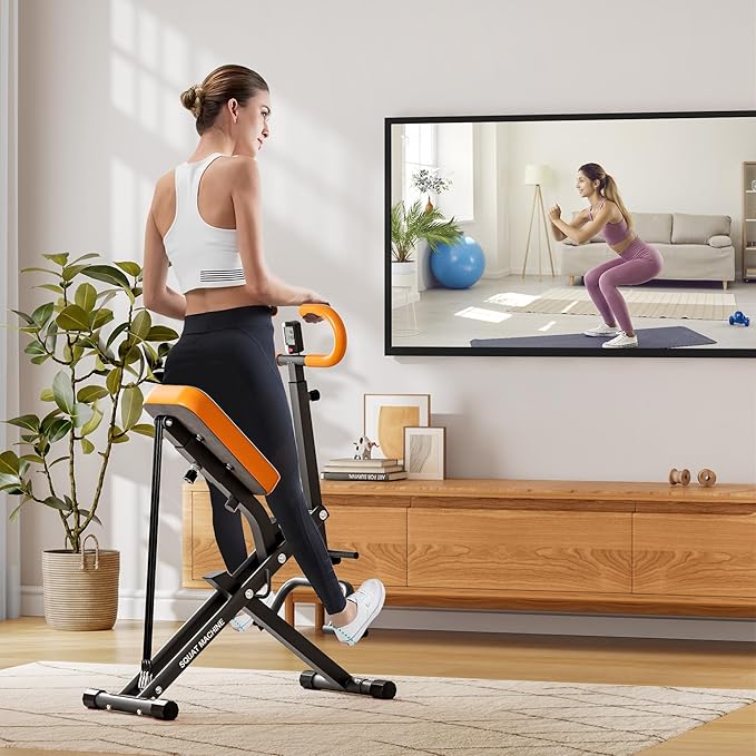 Squat Machine for Home Gym, Squat Rowing Machine with Adjustable Resistance and Optional Full Motion, Squat Assist Trainer for Glutes