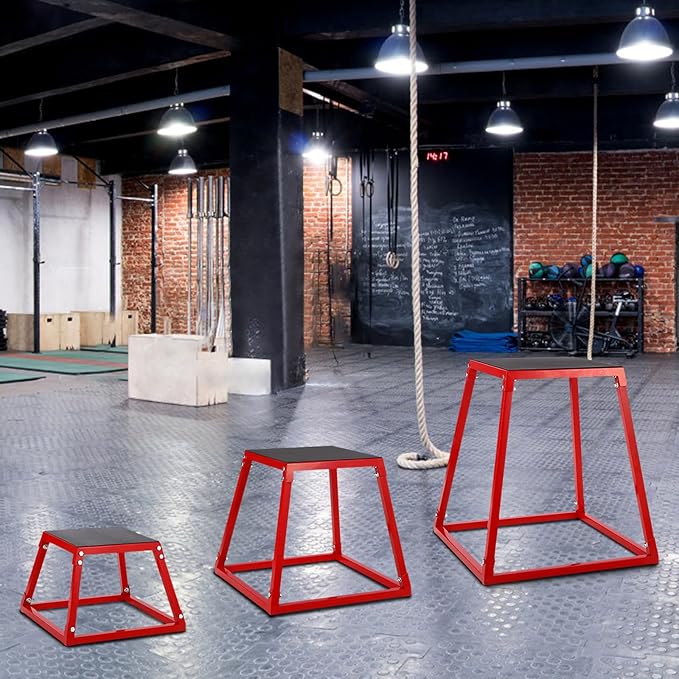 GarveeLife Plyometric Jump Box, Heavy-Duty Steel Plyo Boxes with Rubber Pad for Home Gym, Jump Platforms Step Up Box, Jump Trainers Conditioning Strength Training with Sizes 12", 18", 24", 30"