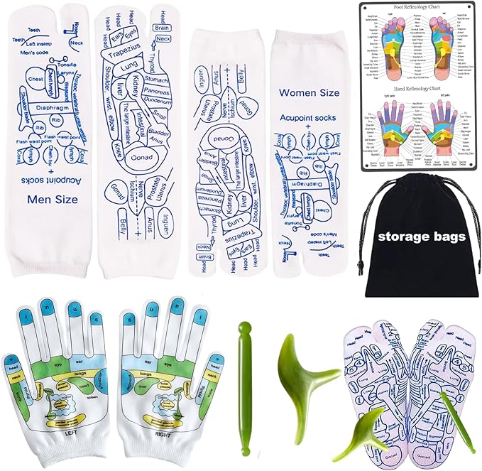 Reflexology Socks with Tools,2 Pair Reflexology Socks with Massage Tool for Men Women, Reflexology Chart Socks with Trigger Point Massage Tool, Foot Massage Socks and Acupressure Socks