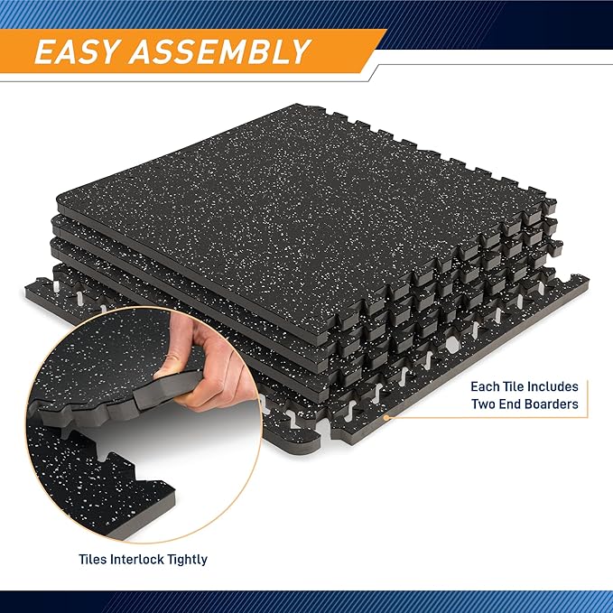 Marcy Interlocking Dual Density Rubber Top EVA Foam Home Gym Floor Mat for Exercise Equipment & Accessories MAT-40