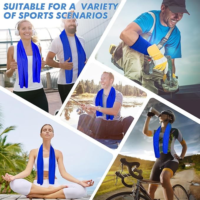 4 Pack Cooling Towels (47"x12") for Neck and Face, Ice Towel for Hot Weather, Soft Breathable Chilly Gym Towels, Microfiber Towel for Work Out, Yoga, Running, Camping & More Activities