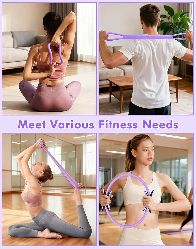 13/15Pcs Pilates Kit for Women, Pilates Equipment for Home Workouts with Magic Circle, Ball, Resistance Bands, Pilates Starter Set for Strength, Toning and Flexibility