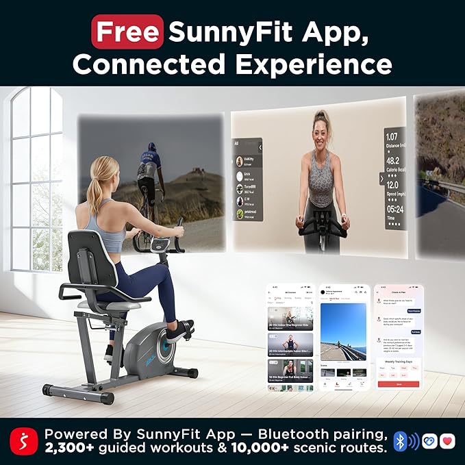 JLL Smart Cross Trainer Recumbent Exercise Bike with Arm Exercisers, 8-Level Magnetic Resistance Stationary Machine, LCD, Bluetooth Fit App, Home Workout Cardio Equipment, Seniors & Adults