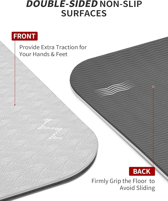CAMBIVO Large Yoga Mat (6'x 4'), Extra Wide Workout Mat for Men and Women, 0.24''/0.32''/0.4''/0.48'' Thick Exercise Fitness TPE Mat for Home Gym, Yoga, Pilates, Workout (Barefoot Exercise)