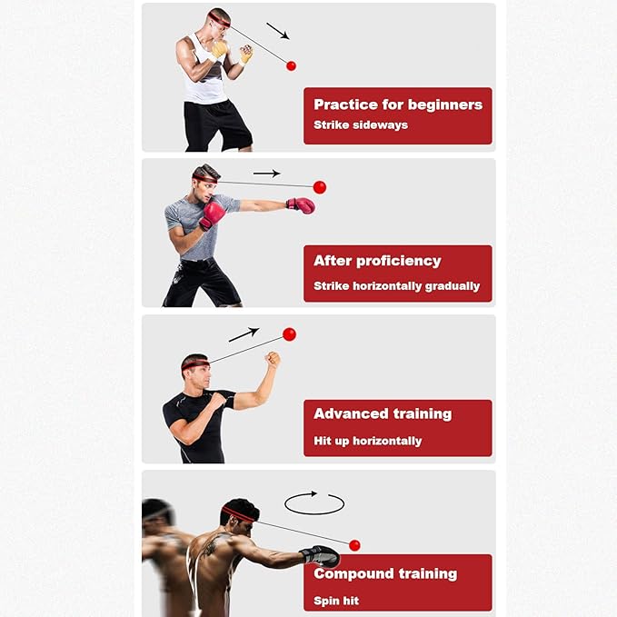 Boxing Reflexs Ball,Boxing Training Ball 4PCS with Headband,3 Different Difficulty Level Boxing Ball,for Reaction, Agility, Punching Speed, Fight Skill and Hand Eye Coordination Training
