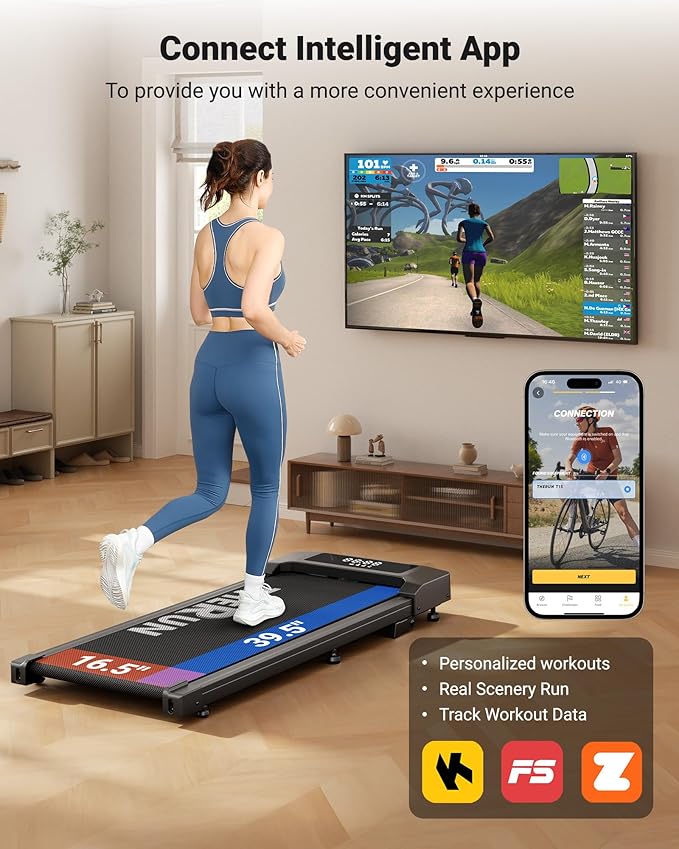 THERUN 10% Walking Pad with Auto Incline, Walking Pad for Home and Office, 2.5 HP Brushless Core Portable Under Desk App Walking Pad with Remote Control and LED Display