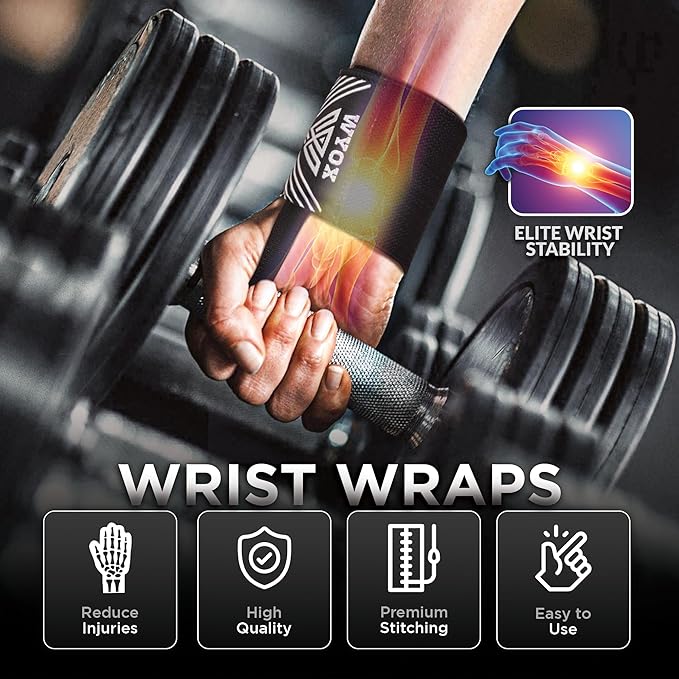 WYOX Wrist Wraps For Weight Lifting With Thumb Loop & power lifting Wrist Straps For Bench Press and Pushups Training Support and Protection Wrist Support for bodybuilding