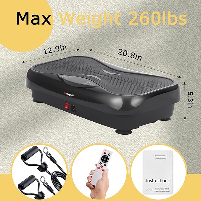 Vibration Plate Exercise Machine Vibration Platform for Weight Loss, Vibration Plate for Lymphatic Drainage Whole Body Power Shaker Home Workout Equipment