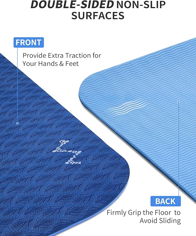 CAMBIVO Large Yoga Mat (6'x 4'), Extra Wide Workout Mat for Men and Women, 0.24''/0.32''/0.4''/0.48'' Thick Exercise Fitness TPE Mat for Home Gym, Yoga, Pilates, Workout (Barefoot Exercise)