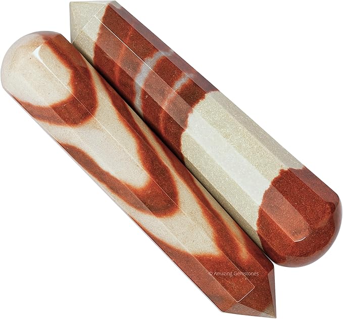 Amazing Gemstone Narmada Shiva Lingam Crystal Wand Massage Stick - Pelvic Wand Gua Sha for Adults - Crystals and Healing Stones Massage Wands for Adults Gifts (Pointed)