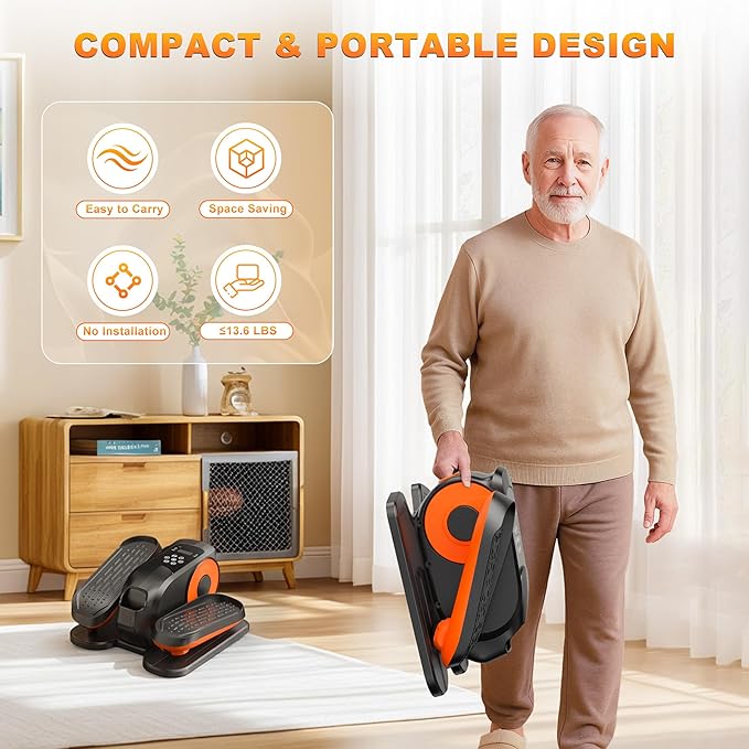 Mini Under Desk Elliptical Low Impact Electric Leg Exerciser As Seen on TV While Sitting for Seniors with Non-Slip Mat Quiet & Portable for Home and Office