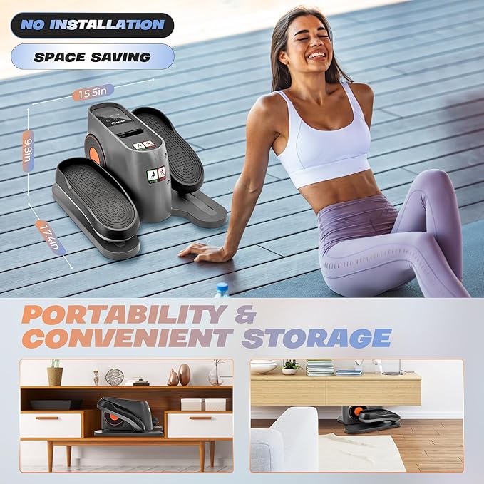 Saker Under Desk Elliptical Machine, Electric Seated Pedal Exerciser, Mini Ellipse Leg Exerciser with Display Monitor, Remote Control, Elliptical Machine for The Old and Young Leg Ercise