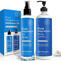 Zen Routine Magnesium Spray + Lotion Set for Sleep, Leg Cramps & Muscle Recovery – Unscented, Non-Greasy, Less Itch – Feet, Skin Friendly, Extra Soothing — Made in USA