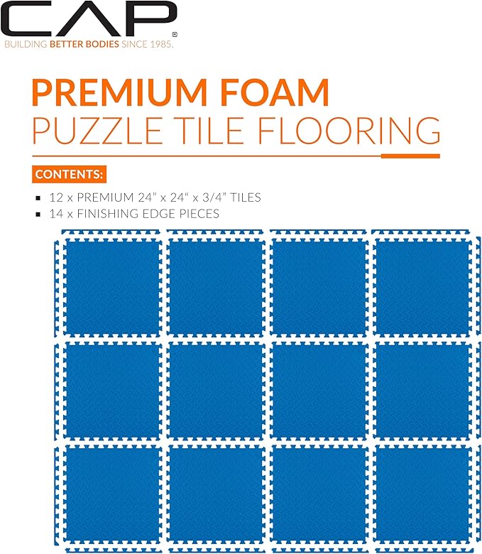 CAP Puzzle Exercise Mats | 3/4” Thick EVA Interlocking Foam Tiles for Home Gym Flooring | Multiple Options