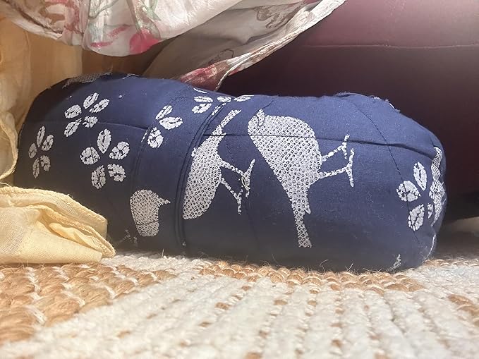 Yoga Pillow Cover with Carry Bag, Rectangular Meditation Pillow, 100% Cotton for Restorative Yoga,Blue