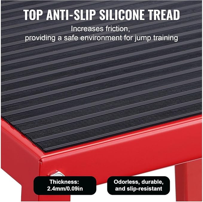 Plyometric Jump Box 18 Inch, Steel Plyometric Box for Fitness, Jumping Agility Platform for Home Gym, Strength Training Step Up Box - Red