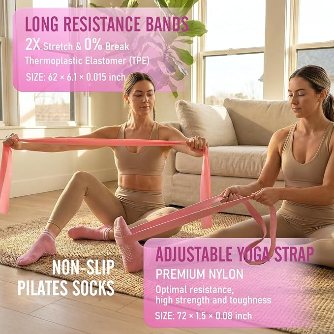 Pilates Ring Kit for Women, Pilates Equipment – 14.5" Home Magic Circle Workout with Pilates Ball, Resistance Bands, Better me Pilates Essentials Starter Set for Beginners Toning Shape Full Body