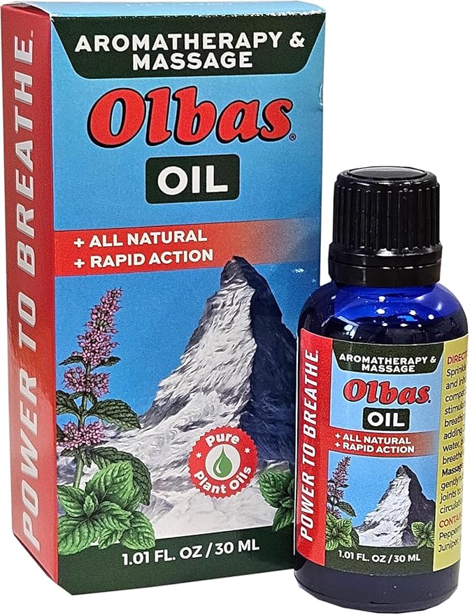 Olbas Massage and Aromatherapy Oil, 1.01 Fl Oz,body massage oil, Swiss Herbal Remedies with Pure Essential massage oils for muscle relaxing and soothing comfort for pain relief.