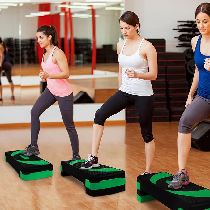 BalanceFrom Aerobic Step Platform Trainer with Adjustable 3-Level Risers, 400 Pound Weight Capacity – Non-Slip Exercise Stepper for Cardio, Strength, and Fitness Workouts at Home or Gym