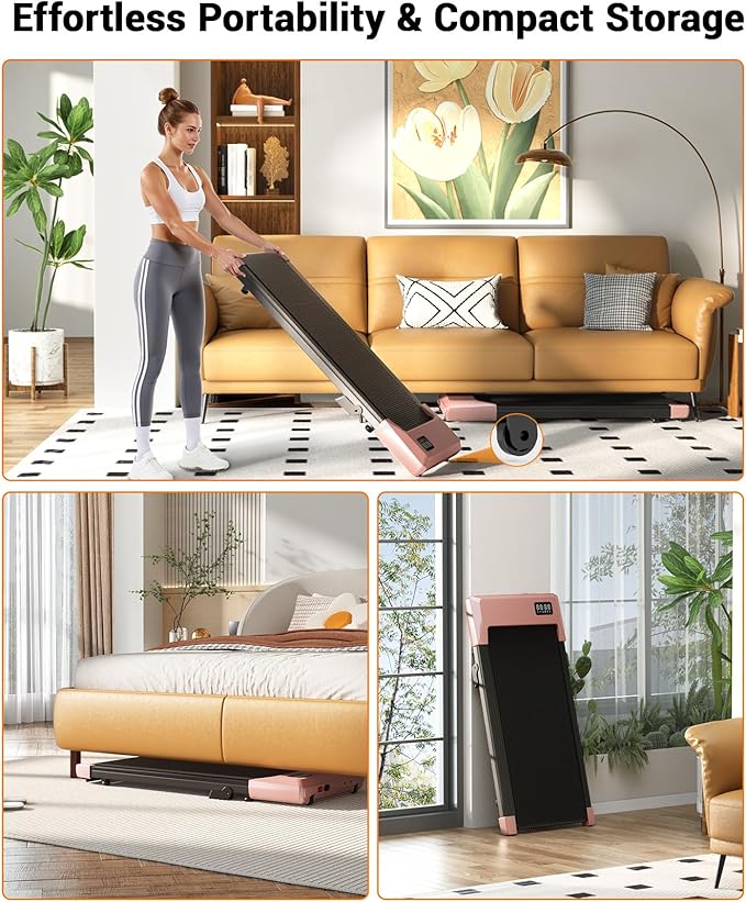 Walking Pad,6% Manual Incline Walking Pad Treadmill,Under Desk Treadmill for Home Office, with App & Remote,2.5HP Quiet,LED Display,300 lbs Capacity