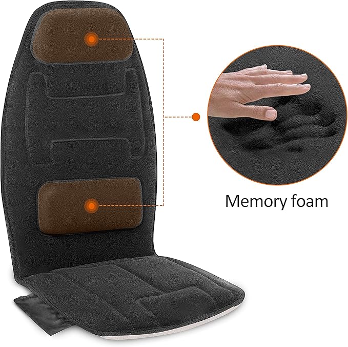 Snailax Vibration Back Massager with Heat, Massage Chair Pad with Neck Lumbar Memory Foam, 10 Vibration Motors,5 Modes, Gifts, No shiatsu