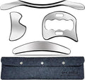 4 in 1 Stainless Steel Gua Sha Muscle Scraper Tool, Professional IASTM Physical Therapy Tool Set for Massage and Scraping