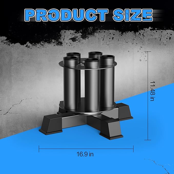 EVERYMATE Vertical Barbell Holder : Rotatable Barbell Holder Floor Stand, Heavy Duty Barbell Rack Stand Fit 2-Inch Olympic Bars, Curl Bars, Triceps Bars Home Gym Organizer Barbell Storage